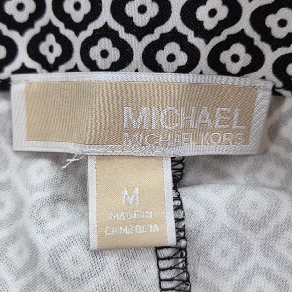 NWT Michael Kors Black White Print Super Skinny Ankle Pull On‎ High-Rise Pants M - Picture 4 of 10